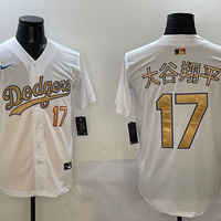 Men's Los Angeles Dodgers Shohei Ohtani #17 White 2025 Gold Collection Replica Jersey1