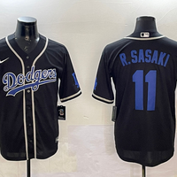 Men's Los Angeles Dodgers Roki Sasaki #11 Black Game Jersey1