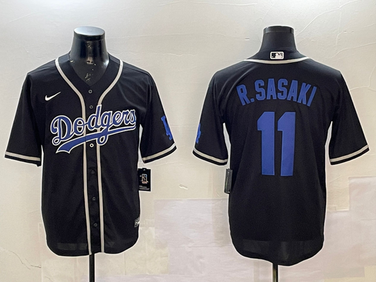 Men's Los Angeles Dodgers Roki Sasaki #11 Black Game Jersey1