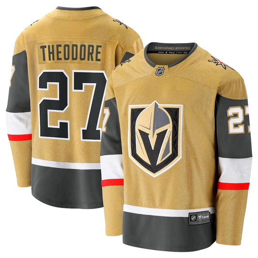 Men's Vegas Golden Knights Shea Theodore #27 Gold Home Breakaway Jersey1