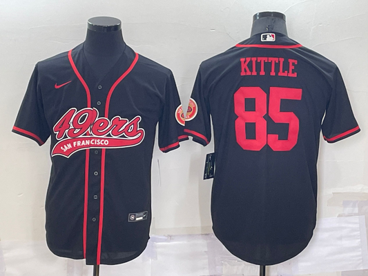 Men's San Francisco 49ers George Kittle #85 Black Game Jersey1 Joint Edition