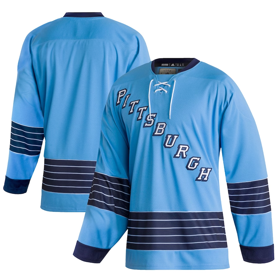 Men's Pittsburgh Penguins Light Blue Team Classics Authentic Blank Jersey1