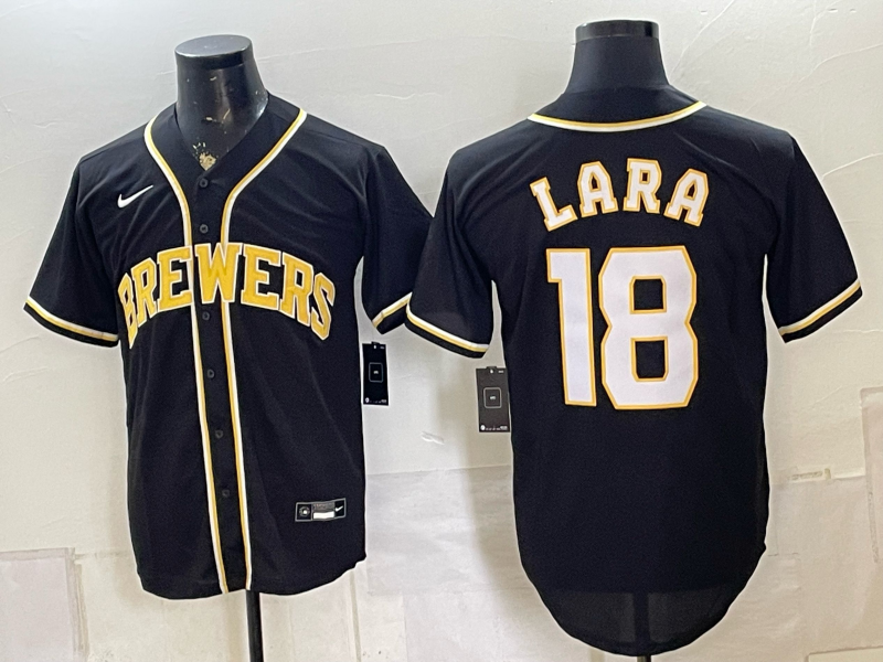 Men's Milwaukee Brewers Luis Lara #18 Black Limited Player Jersey