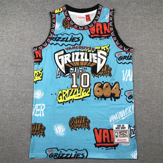 Men's Memphis Grizzlies Mike Bibby #10 Blue Swingman Player Jersey1 - Graffiti Edition