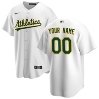 Men's Oakland Athletics White Home Replica Custom Jersey1