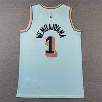 Men's San Antonio Spurs Victor Wembanyama #1 Light Blue 2024/25 Swingman Player Jersey1 - City Edition