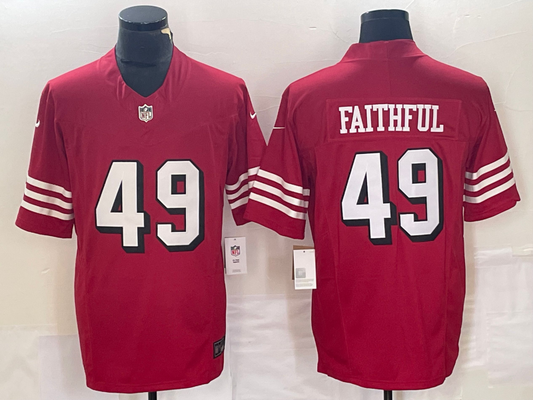 Men's San Francisco 49ers The Faithful #49 Red Gamer Player Jersey1