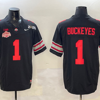 Men's Ohio State Buckeyes Quinshon Judkins Black 2025 CFP Final National Champions Patch F.U.S.E. Jersey
