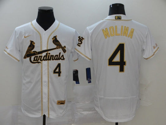 Men's St. Louis Cardinals Yadier Molina #4 White Fashion Stitched Jersey1