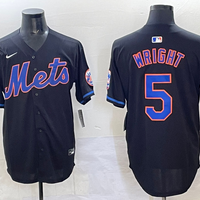 Men's New York Mets David Wright #5 Black Replica Player Jersey