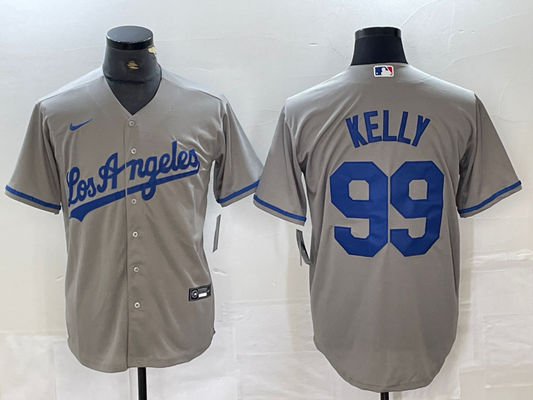 Men's Los Angeles Dodgers Joe Kelly #99 Gray Replica Player Jersey1