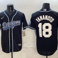 Men's Los Angeles Dodgers Yoshinobu Yamamoto #18 Fashion Black Out Stadium Jersey