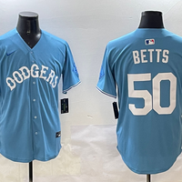 Men's Los Angeles Dodgers Mookie Betts #50 Light Blue Limited Player Jersey1