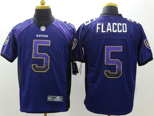 Men's Baltimore Ravens Joe Flacco #5 Purple Game Player Jersey1
