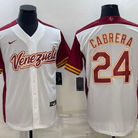 Men's 2023 World Baseball Classic #24 Miguel Cabrera Venezuela White Jersey1