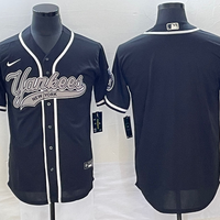 Men's New York Yankees Black Replica Blank Jersey1 Joint Edition