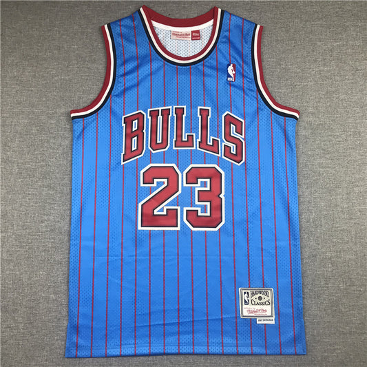 Men's Chicago Bulls Michael Jordan #23 Blue Hardwood Classics Authentic Jersey1