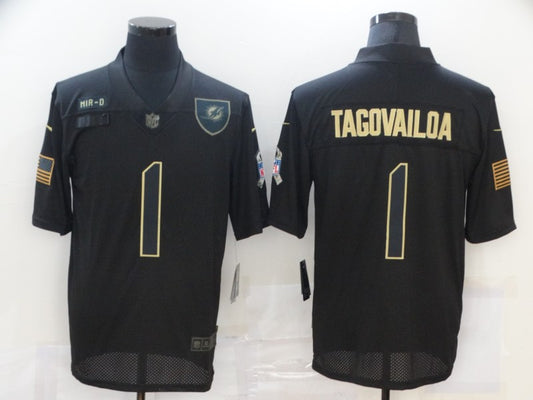 Men's Miami Dolphins #1 Tua Tagovailoa Black Player Game Jersey1