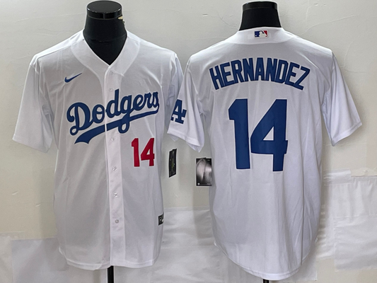 Men's Los Angeles Dodgers Enrique Hernandez #14 White Replica Baseball Jersey1