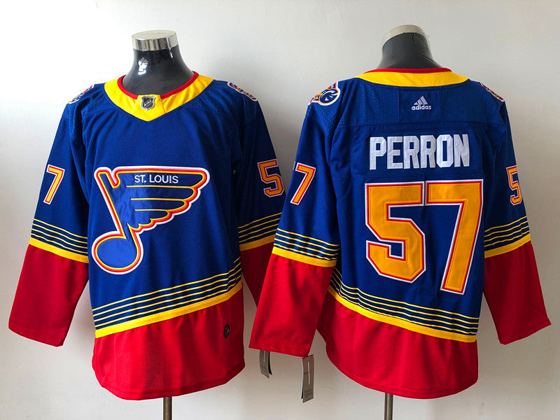 Men's St. Louis Blues David Perron #57 Blue Breakaway Player Jersey1