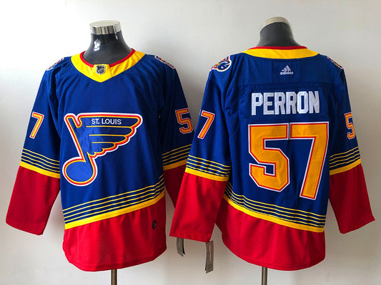 Men's St. Louis Blues David Perron #57 Blue Breakaway Player Jersey1