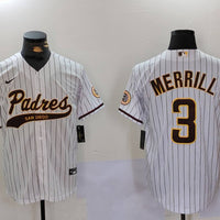 Men's San Diego Padres Jackson Merrill #3 White Alternate Replica Player Jersey1