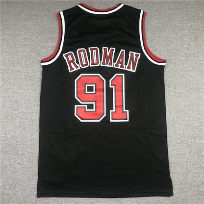 Men's Chicago Bulls Dennis Rodman 1997-98 Black Hardwood Classics Swingman Jersey1