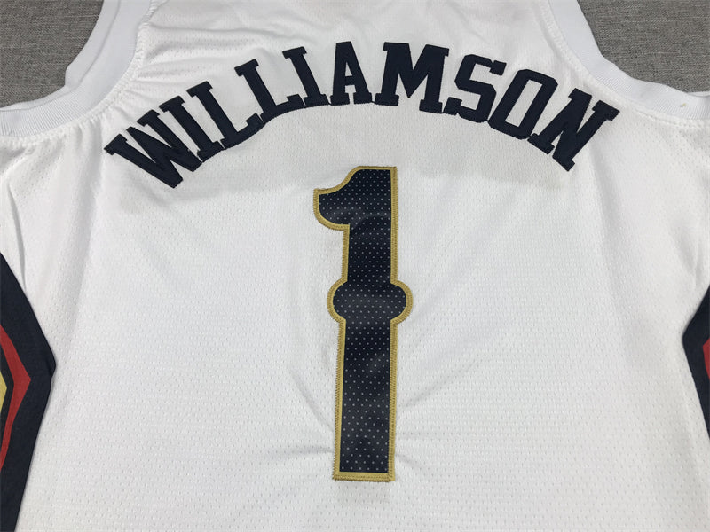 Men's New Orleans Pelicans Zion Williamson #1 White Swingman Jersey1