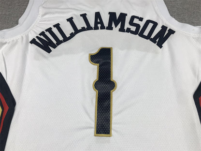 Men's New Orleans Pelicans Zion Williamson #1 White Swingman Jersey1