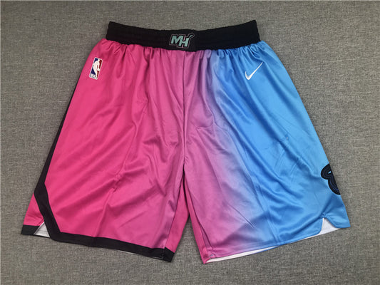 Men's Miami Heat Pink/Blue City Edition Basketball Shorts1