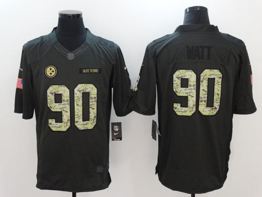 Men's Pittsburgh Steelers #90 T.J. Watt Black Team Game Jersey1