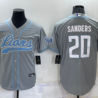 Men's Detroit Lions Barry Sanders #20 Gray Game Jersey1 Joint Edition