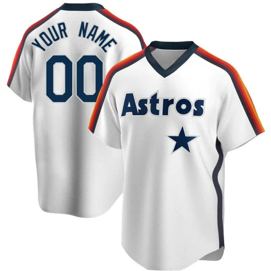 Men's Houston Astros White Cooperstown Collection Custom Jersey1