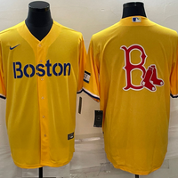 Men's Boston Red Sox Yellow Alternate Replica Player Jersey1