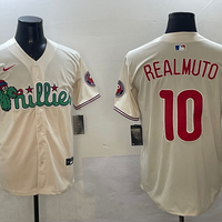 Men's Philadelphia Phillies JT Realmuto #10 Cream Replica Player Jersey1