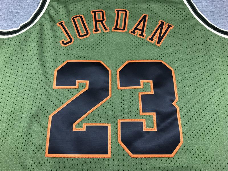 Men's Chicago Bulls Michael Jordan #23 Army Green 1997-98 Hardwood Classics Swingman Jersey1