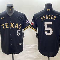 Men's Texas Rangers Corey Seager #5 Black Replica Game Jersey1