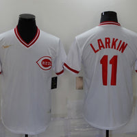 Men's Cincinnati Reds Barry Larkin #11 White Replica Baseball Jersey1