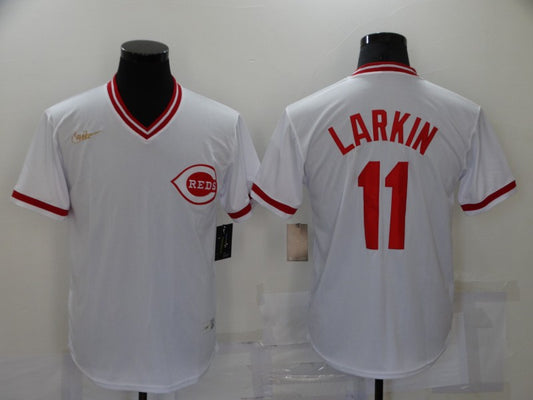Men's Cincinnati Reds Barry Larkin #11 White Replica Baseball Jersey1