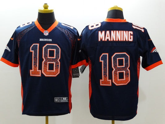 Men's Denver Broncos Peyton Manning #18 Navy Game Jersey1