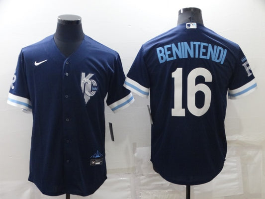 Men's Kansas City Royals Andrew Benintendi #16 Navy Replica Baseball Jersey1