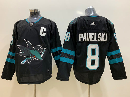 Men's San Jose Sharks Joe Pavelski #8 Black Breakaway Player Jersey1