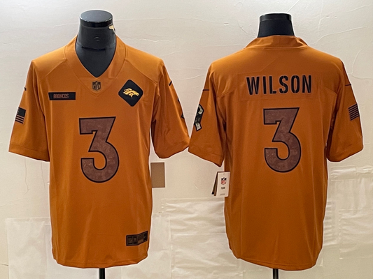 Men's Denver Broncos Russell Wilson #3 Brown 2023 Salute To Service Limited Jersey1