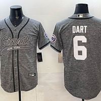 Men's New York Giants Jaxson Dart #6 Grey Game Jersey