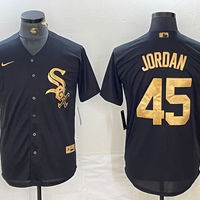 Men's Chicago White Sox Michael Jordan #45 Black Replica Team Jersey1