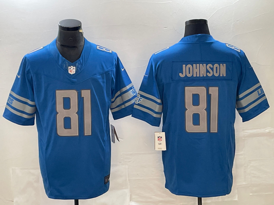 Men's Detroit Lions Calvin Johnson #81 Blue Player Game Jersey1