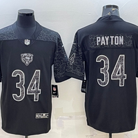 Men's Chicago Bears Walter Payton #34 Black RFLCTV Limited Jersey1