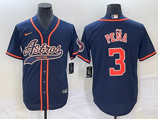 Men's Houston Astros Jeremy Pena #3 Navy Replica Jersey1 Joint Edition
