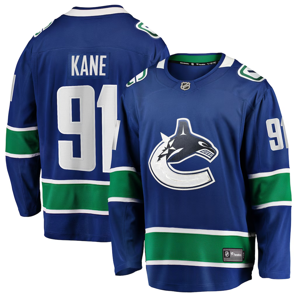 Men's Vancouver Canucks Evander Kane #91 Fanatics Blue Home Breakaway Jersey