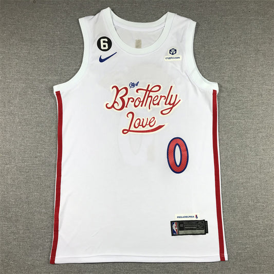 Men's Philadelphia 76ers Tyrese Maxey #0 White 2022/23 Swingman Jersey1 - City Edition
